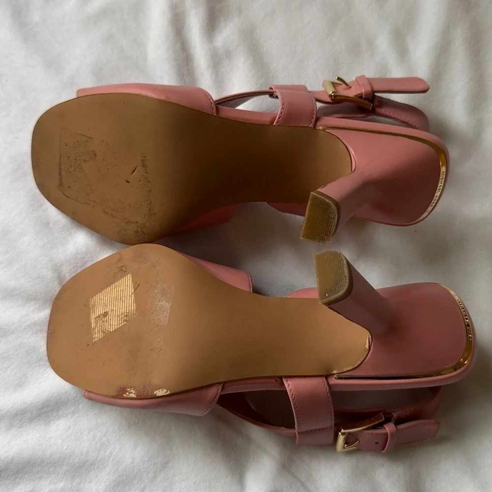 Michael Kors Rose Pink Leather Cross-Strap Slingback Heels